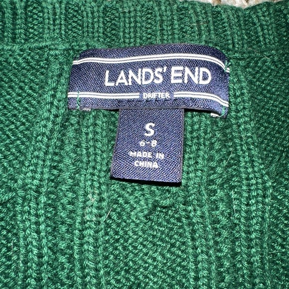 Lands' End Green Cable Knit Sweater - Picture 2 of 3